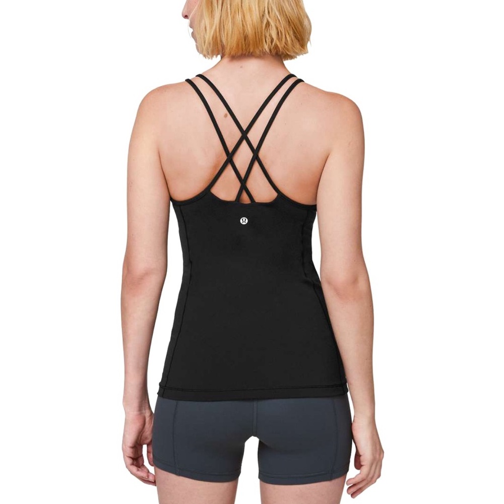 Lululemon Black Strappy Crossover Back Free To Be Everlux Sporty Tank Top